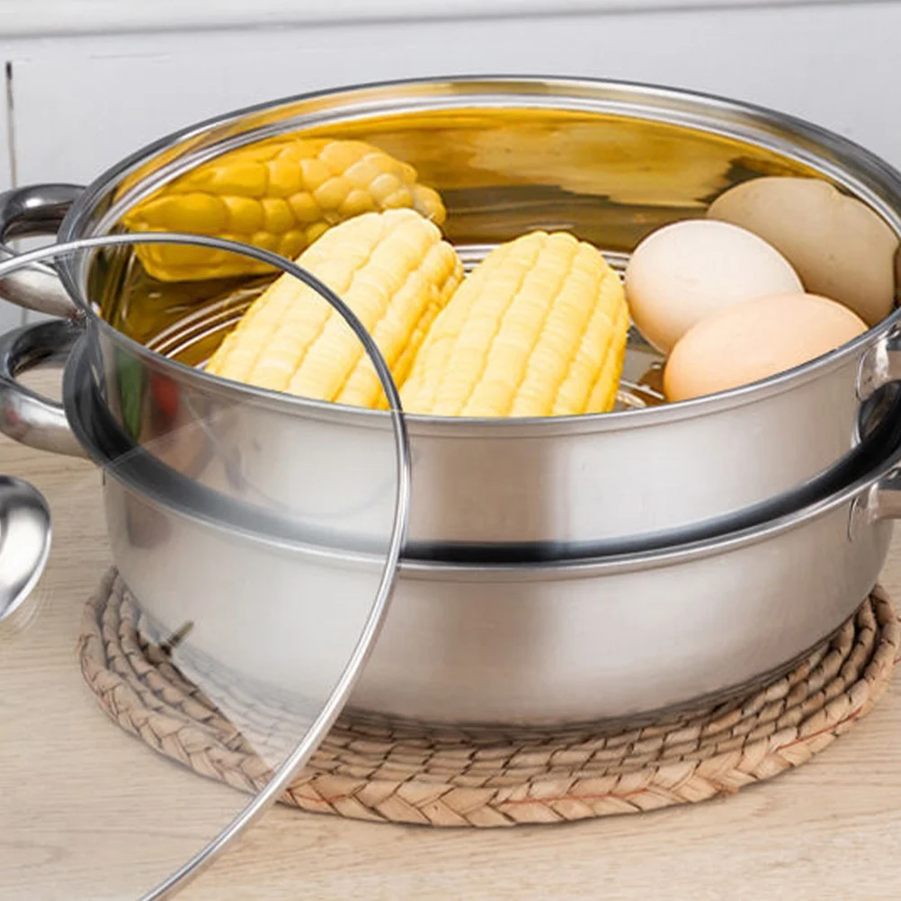 

28Cm Double Stockpot Stainless Steel Steamer Multifunctional Cooking Multifunctional Pot Pot For Soup Steam Boiling Silver
