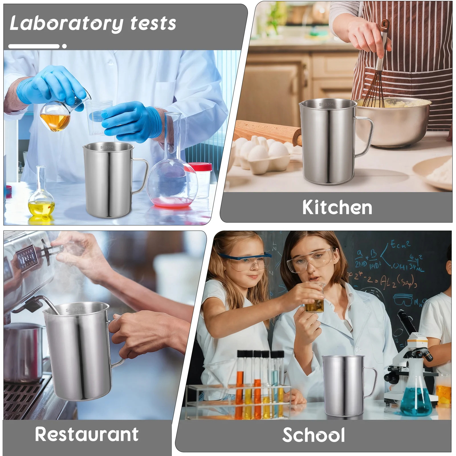 1000Ml Stainless Steel Measuring Cup Graduated Beaker For Laboratory Kitchen Use Durable Rustproof Scale Lab Equipment Teaching