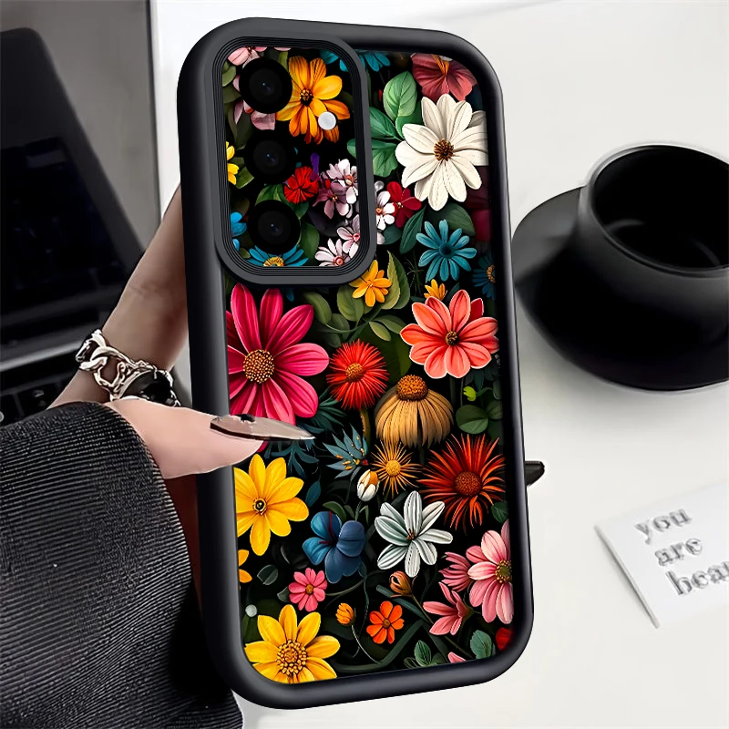 Colorful Flowers Pattern Case For Samsung Galaxy A57 A37 A17 A56 A16 A36 A55 A15 A14 A26 A54 A35 Shockproof Soft TPU Phone Cover