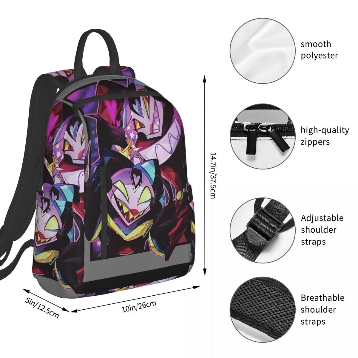 Fizzarolli Helluva Boss (3) Backpack Student BookBag Boys Girls School Bag Computer Shoulder Bags Men Women