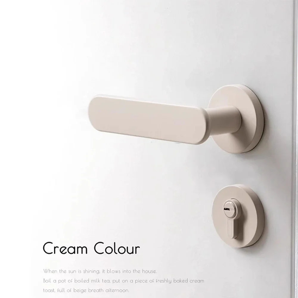 

Household Wooden Door Lock With Key Split Body Off-white Door Lock Bedroom Cream Wind Indoor Mute/Magnetic Attraction Door Lock