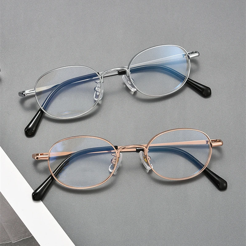 KOCOLIOR New Minimalist Round Eyeglasses - Pure Titanium Anti-Allergy & Durable Small Frame Retro Hipster Frames for Women/Men