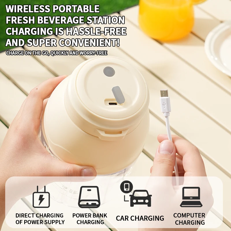 عصارة كهربائية، آلة ميلك شيك محمولة، صانع عصير قابل لإعادة الشحن سعة 800 مل، كوب رياضي، عصارة منزلية للسفر في الهواء الطلق