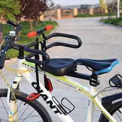 Front Mounted Child Bike Seat Safety Bicycle Front Seat Kids Saddle with Foot Pedals Support for MTB Road Bike Electric Bicycle