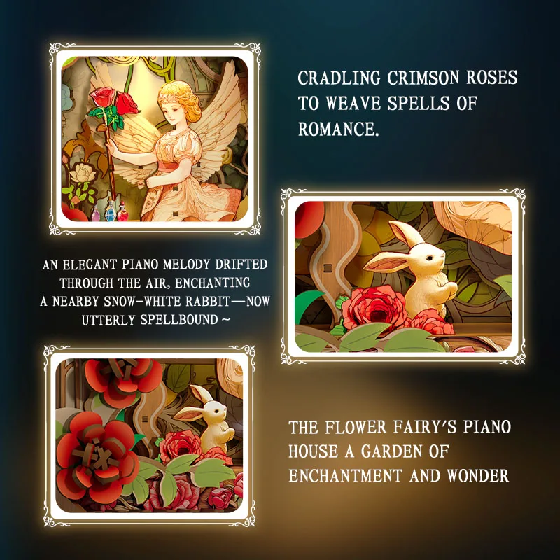 الإبداعية خشبية ثلاثية الأبعاد لغز ليلة ضوء زهرة الجنية MOC اللبنات الطوب الفني أطقم منمذجة ديكور سطح المكتب هدية للأطفال