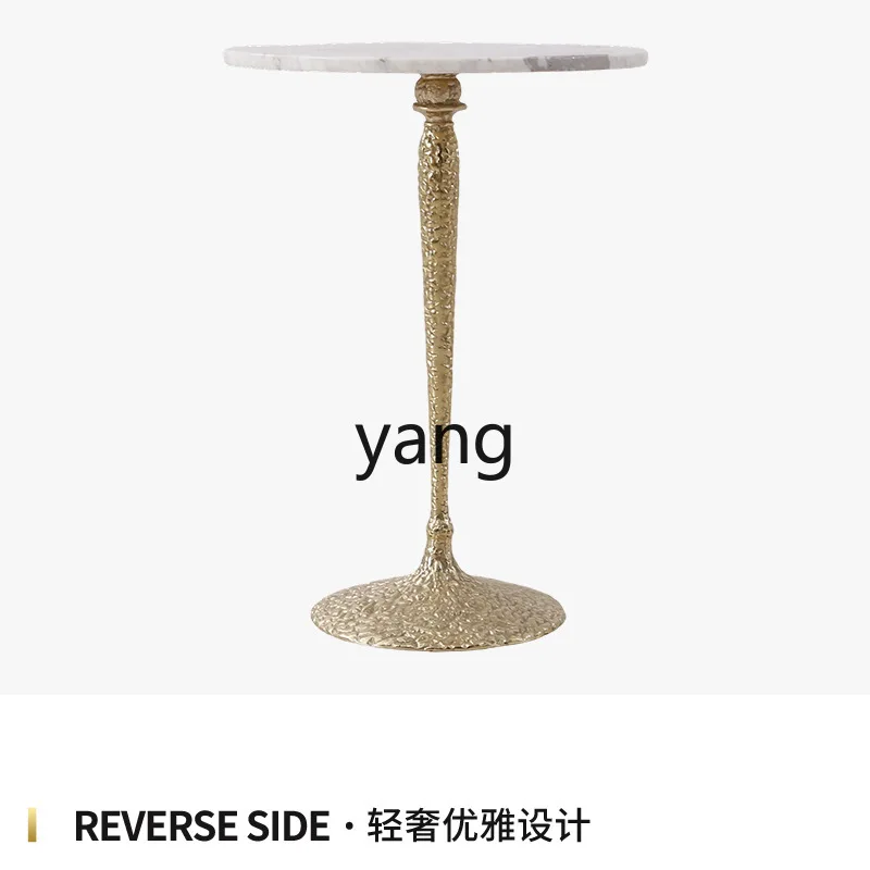 

LMM living room marble round table light luxury side copper table simple modern corner table