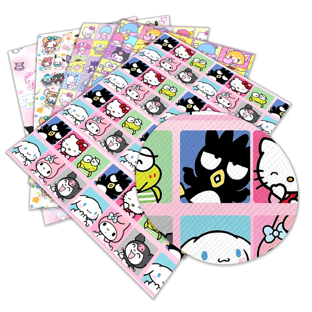 

Sanrio Family Helo Kitty Melody Kuromi Printed Faux Leather Sheets Vinyl Sheets DIY Earring Hair Bow Crafts Leather 12*8"