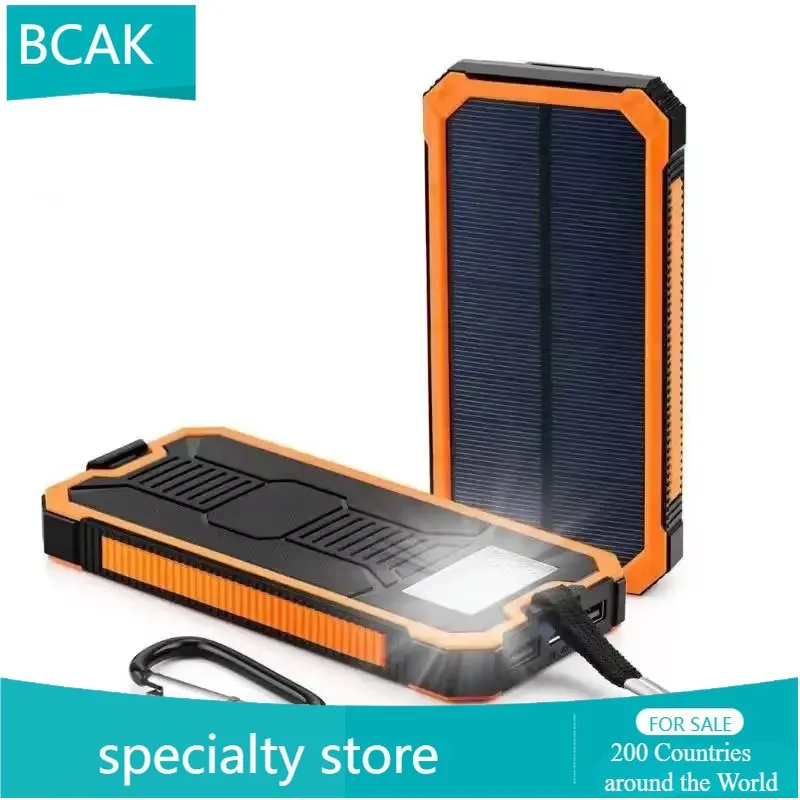 New Solar Power Bank Large Capacity Ultra-thin Waterproof Outdoor Emergency LED Light Solar BCAK Mobile Power Supply