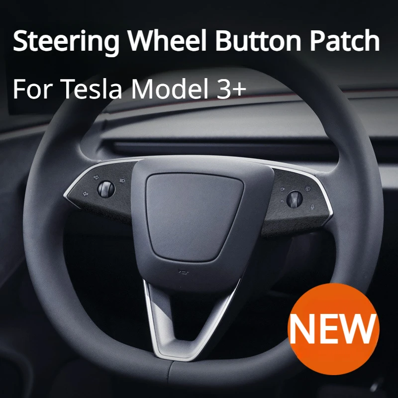 

For Tesla Model 3+ Highland 2024 Steering Wheel Button Patch Stickers Alcantara Suede Button Sticker New Model3 Car Accessories