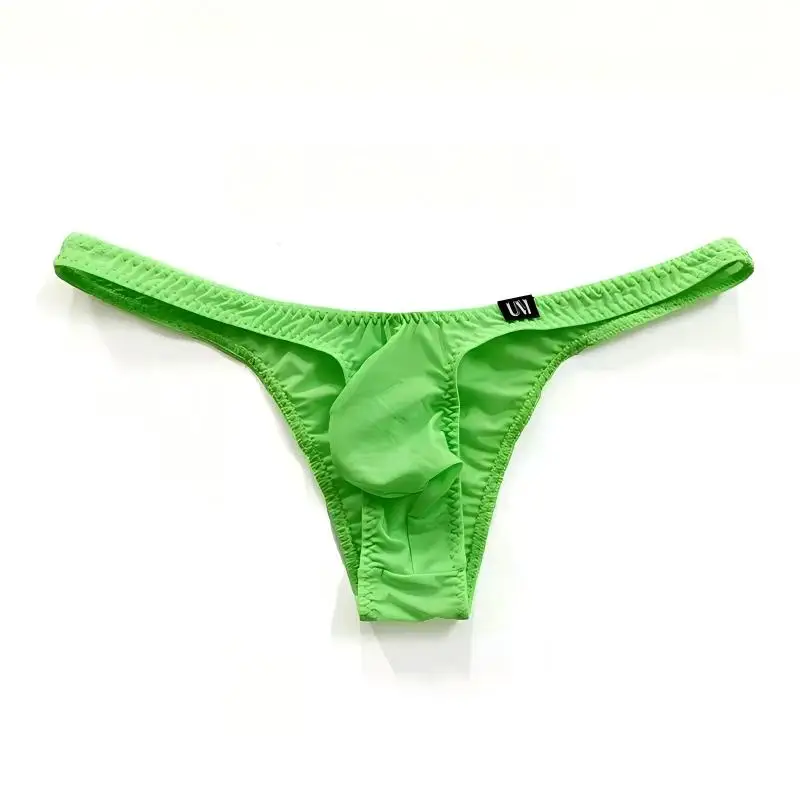 Ultra Thin Ice Briefs for Ultra-low Waist Sexy Men, U Protruding Bag, Hot Selling Men's Tight Half Bag Buttock Briefs