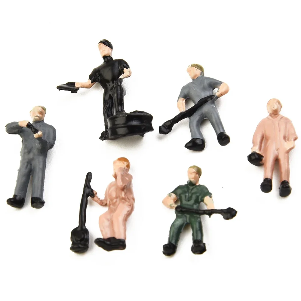 27Pcs Model Train Track Railroad Worker People Figures With Tools 1:87 HO Scale Home Garden Mini Ornament Worker/stand Random