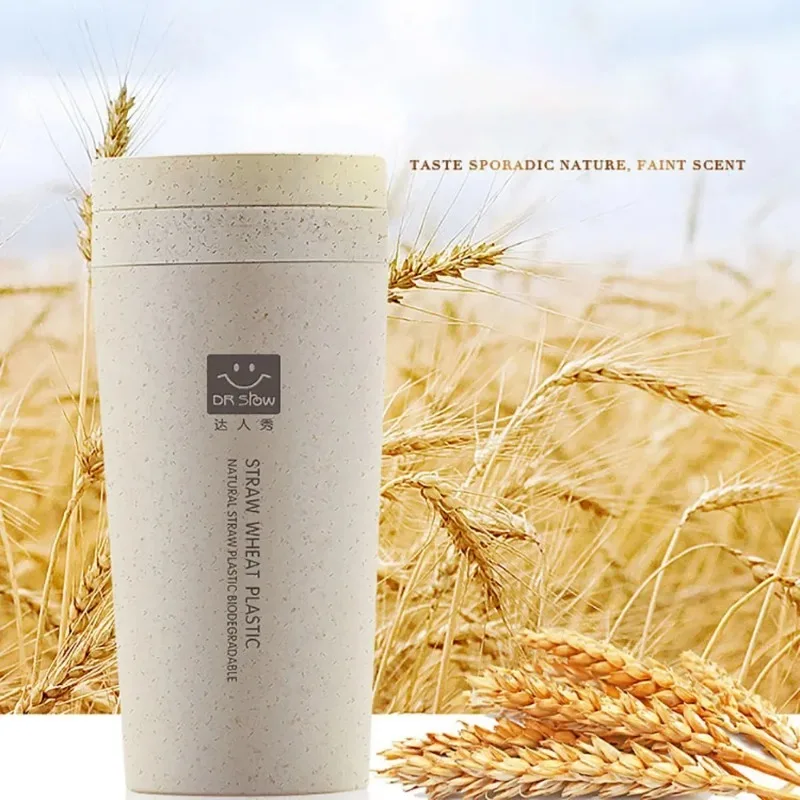 Portable 300ml Thermos Bottle Healthy Plastic Wheat Fiber Cup Double Layer Thermal Mug Office Coffee Tea Water Bottle Travel Mug