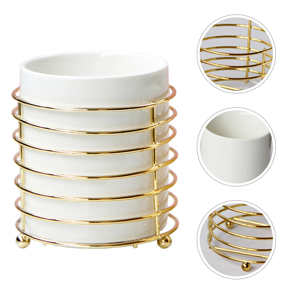 

Ceramic Pencil Cup Pen Holder Makeup Brush Storage Container Multifunctional Desktop Organizer For Office Home School Stationery