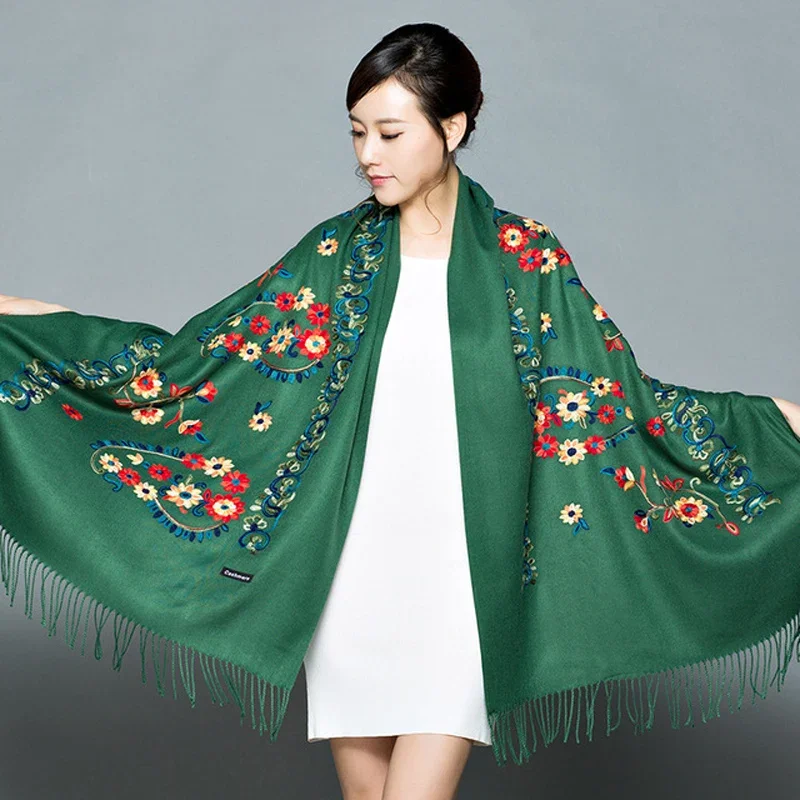 

Women New Arrival Shawl Winter Wrap Shawl Embroider Flower Scarf Shawl Fringed Scarves Pashmina Cashmere Scarf Bufanda Mujer