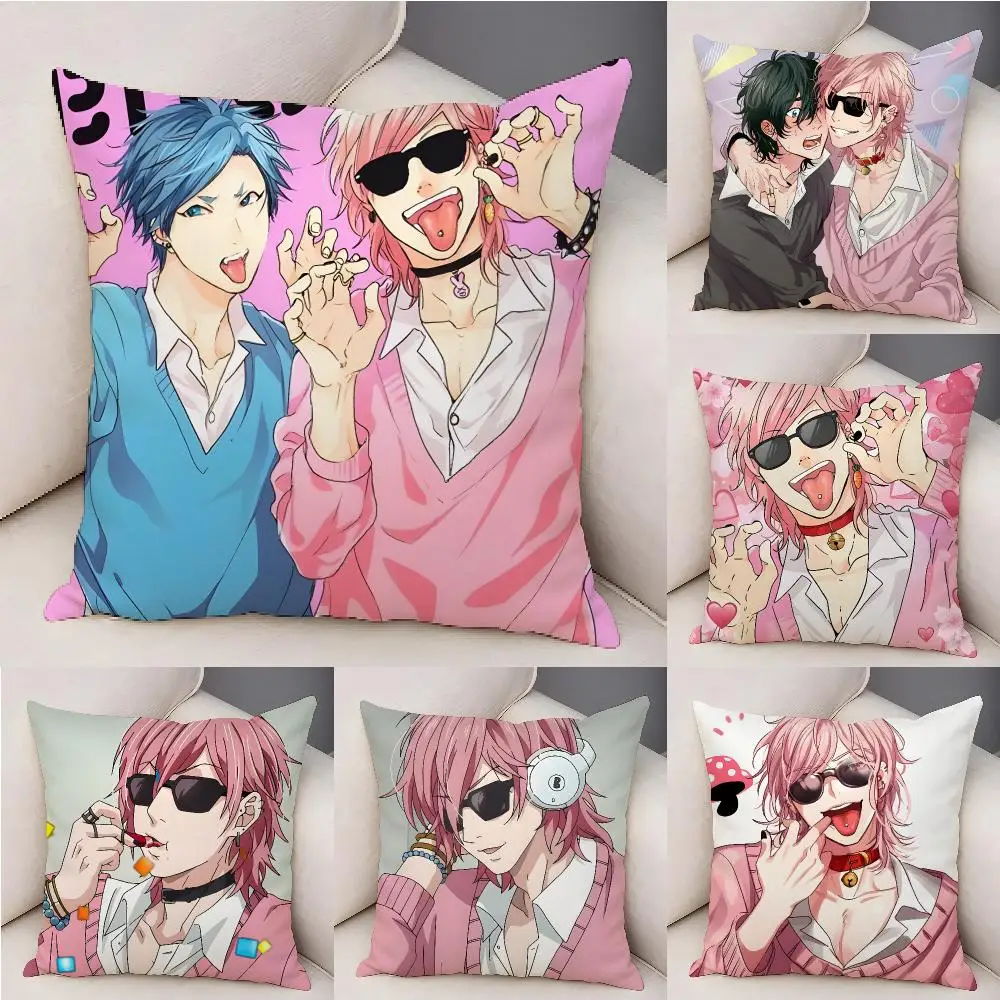 Funda de cojín de felpa con diseño de anime, Y-Yarichin-Bitch Club, con cremallera oculta, ideal para decorar la habitación y el hogar.