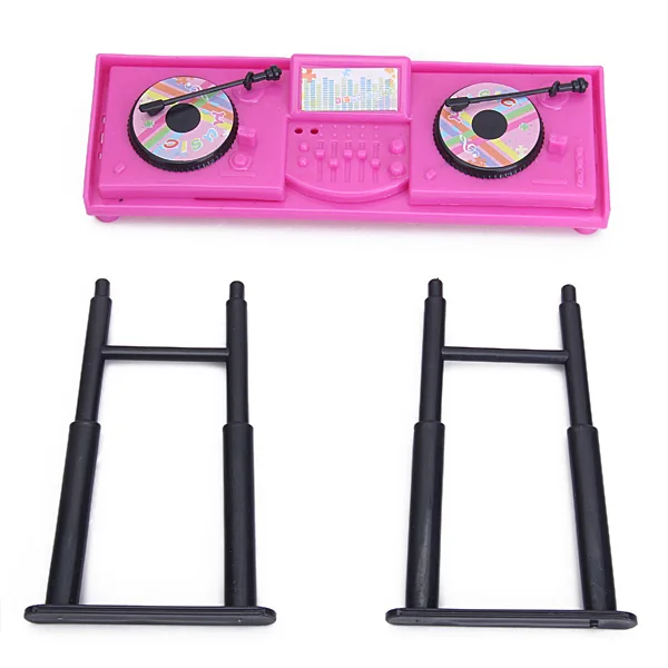 New Arrivals Dollhouse Miniature Shocking Pink Music Set for Doll Collection Kids Classic Toys Dolls Accessories