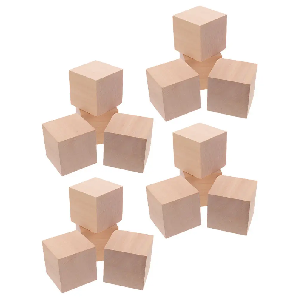 

30Pcs Blank Wooden Cubes Eco Friendly Unfinished Wood Blocks for Crafts DIY Learning Cube Set Educational Game Gift for Children