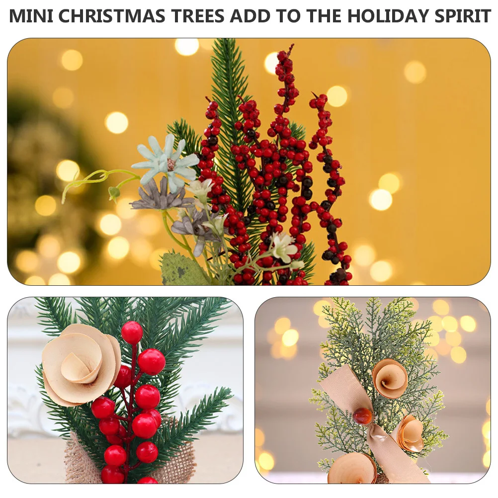 

3Pcs Festive Christmas Tree Props Handcrafted Desktop Decoration for Xmas Holiday Display Showcase Office Home Window Decor
