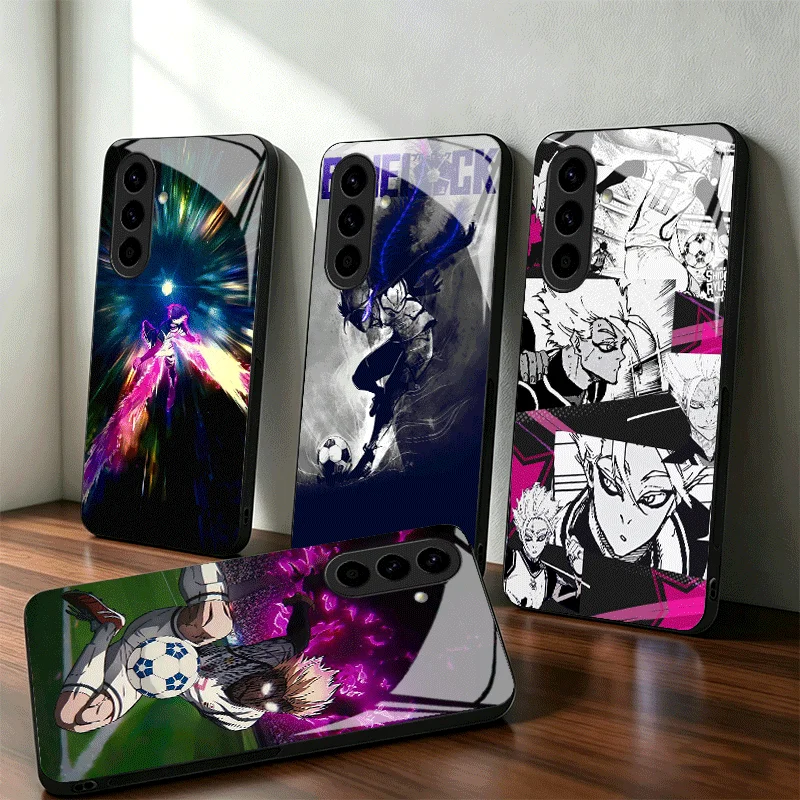 Blue L-Lock Shidou Ryusei Glass Phone Case for Samsung A17 A16 A15 A14 A13 A57 A56 A55 A54 A53 A37 A36 A35 A34 A33 A27 A26 A25 A