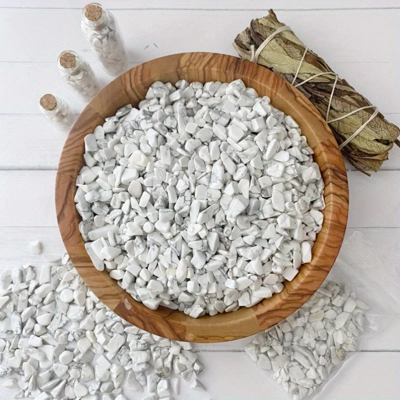 5-7mm Howlite Tumbled Crystal Healing Stones Chips Gravel Bulk Wholesale Home Fish Tank Decorative Craft Supplies