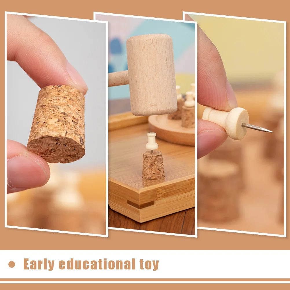 1 مجموعة مطرقة خشبية قرع ألعوبة تعليمية للوسائل التعليمية التدريب على التنسيق بين اليد والعين