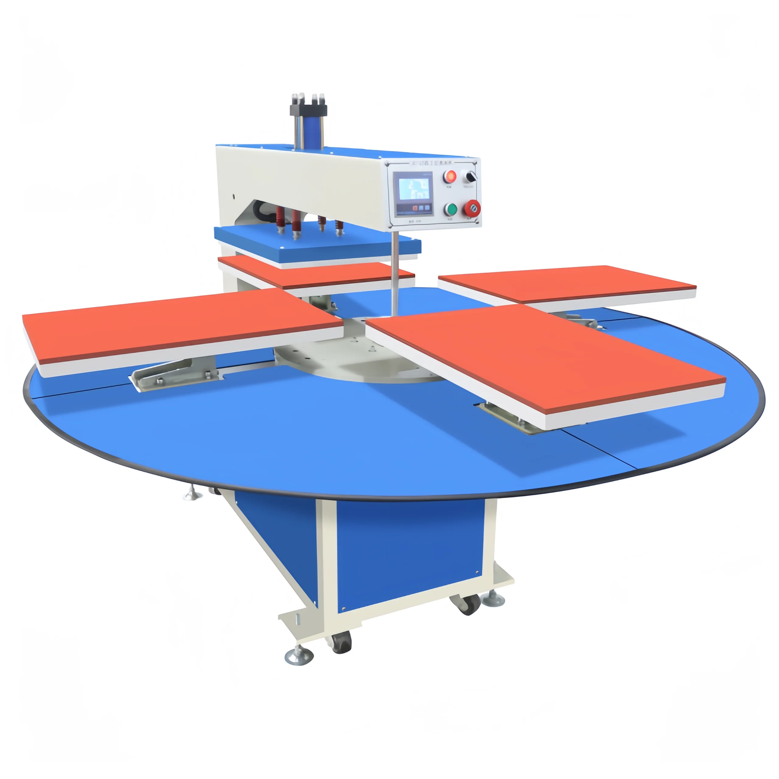 Rotary Design Four Stations Plate T-Shirt Heat Hydraulic Automatic Heat Transfer High Pressure Rotary Heat Press Machine