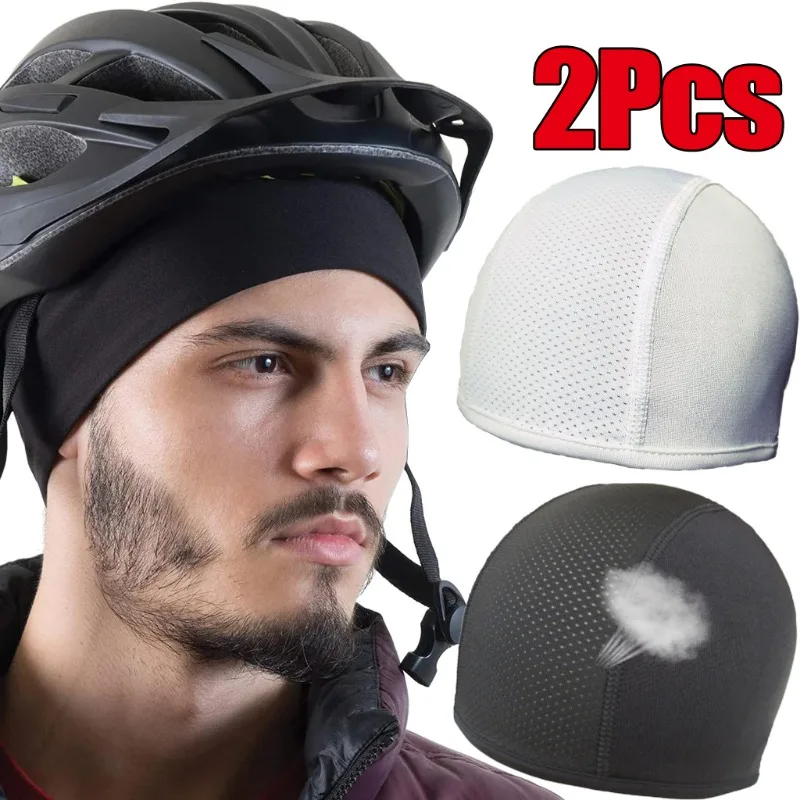 

2pcs Motorcycle Helmet Inner Cap Hat Breathable Quick Dry Cycling Racing Helmet Hat Beanie Cap for Motocross Motor Helmet Hat