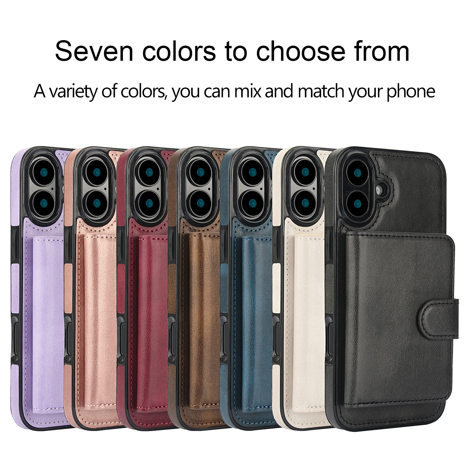 2 in 1 Detachable Magnetic Zipper Cards Solt Wireless Charging Case For iPhone 16 Pro Max 15 Plus 14 13 12 11 SE 2024 Bag Cover