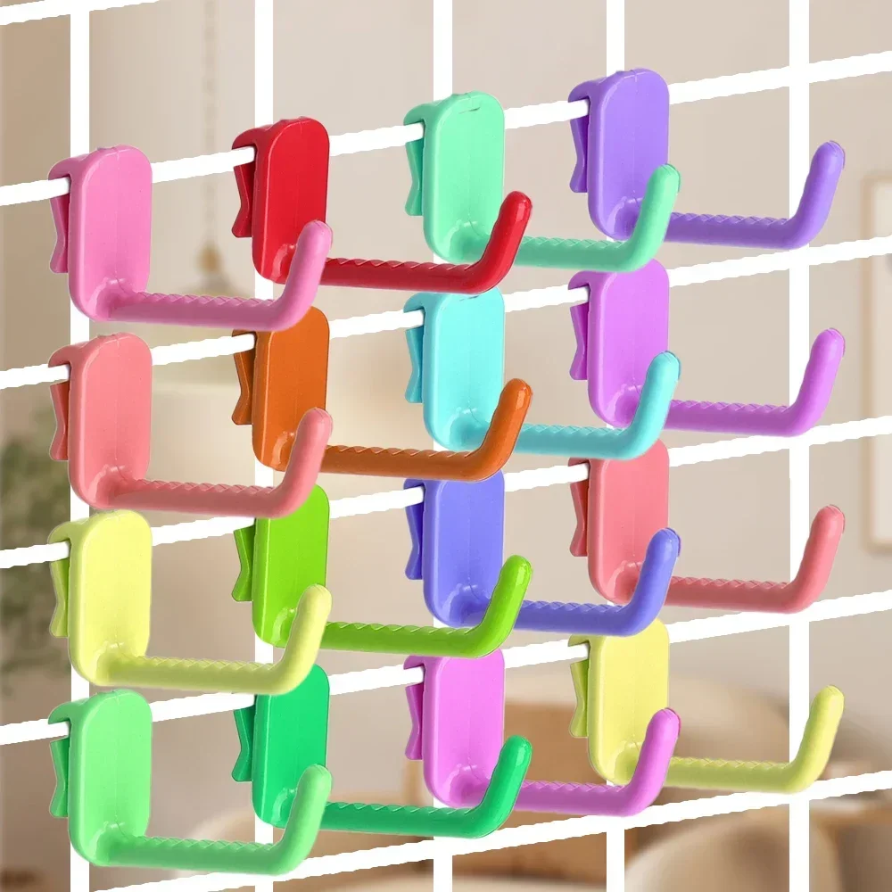 5/50pcs Plastic Mesh Panel Hook Multi-Purpose Supermarket Display Racking Storage Hook Wall-mounted Key Hanger Home Organization