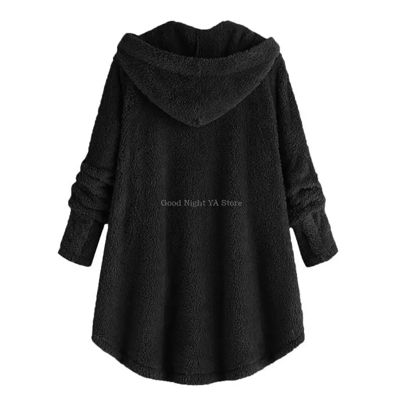 Womens Winter Long Sleeve Fuzzy Fleece Open Front Hooded Cardigans