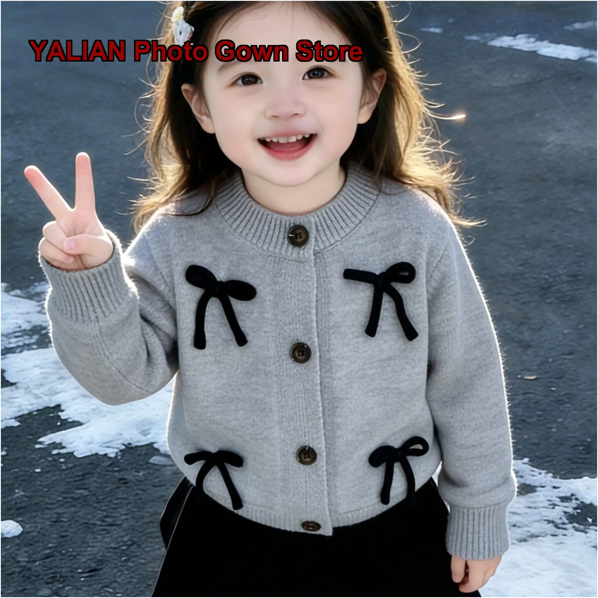 Girls Spring Knit Cardigan Kids Early Spring Cute Wear Long Sleeves Thin Breathable Tops