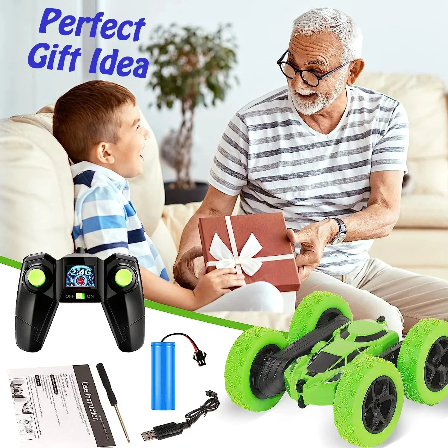 RC Stunt Car Children Double Sided Flip Remote Control Car 360 Degree Rotation Off Road Kids Rc Drift Car Toys Gifts Boys