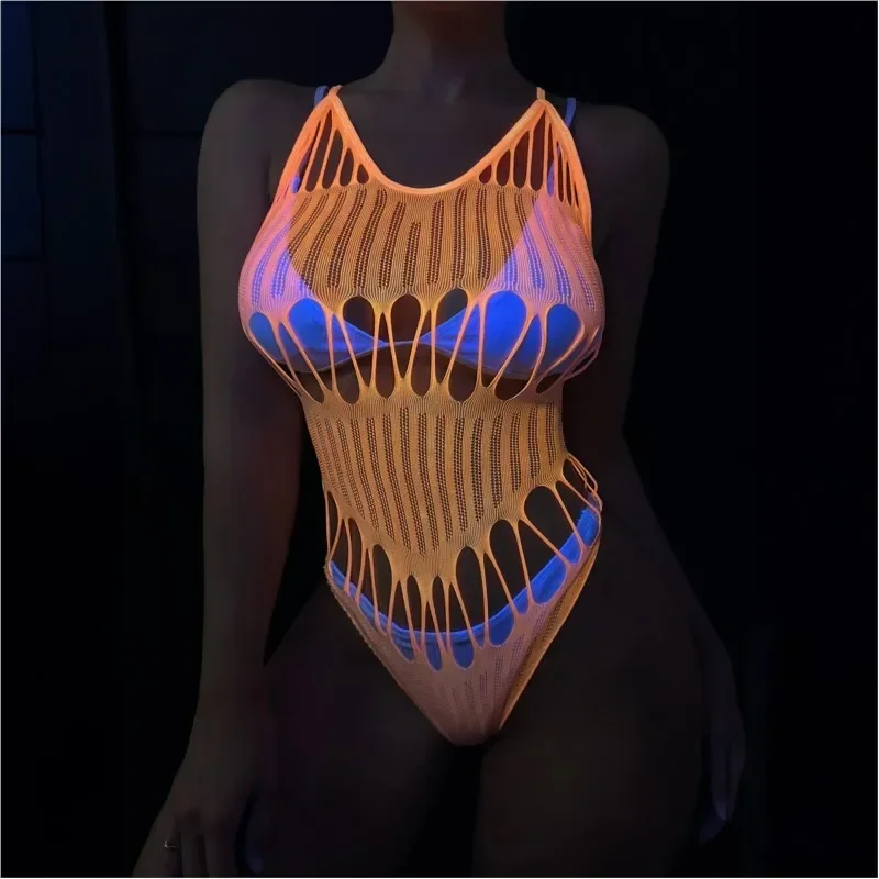 المثيرة الملابس الداخلية مسحوق الفلورسنت مضيئة بيبي دول الجوف الحمالات الصيد صافي ملابس السباحة مثير الملابس الداخلية امرأة الملابس الجنس لعب #1