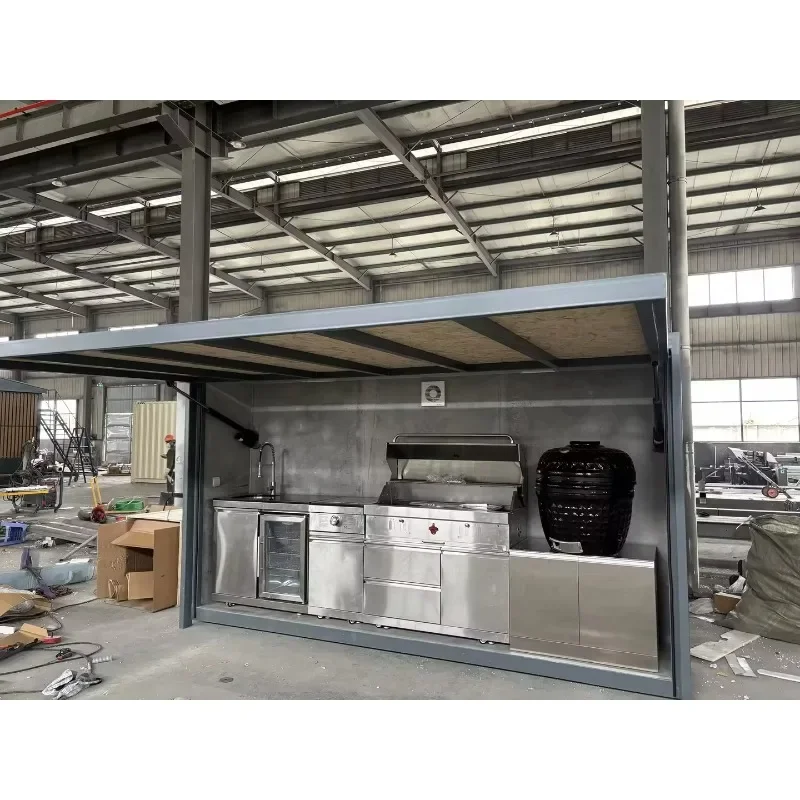 Modern Custom Garden Outdoor Aluminum Gas Grill Kitchen With Aluminium Shed