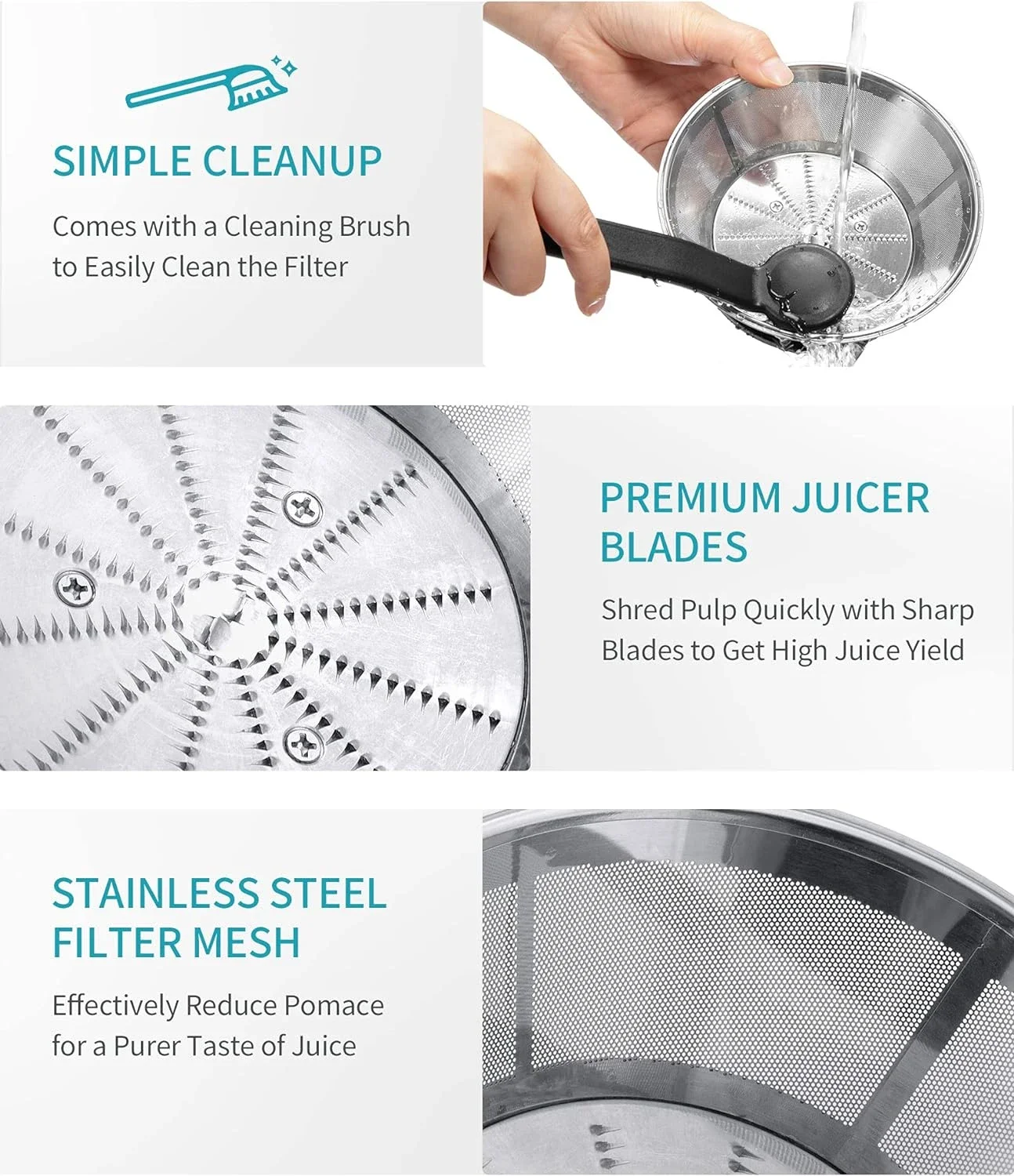 ماكينة عصارة قوية للفواكه والخضراوات ، سرعتين ، ماكينة صنع العصير بالطرد المركزي ، عصر سهل ، شلال تغذية كبير 3 "، صانعة العصير ث