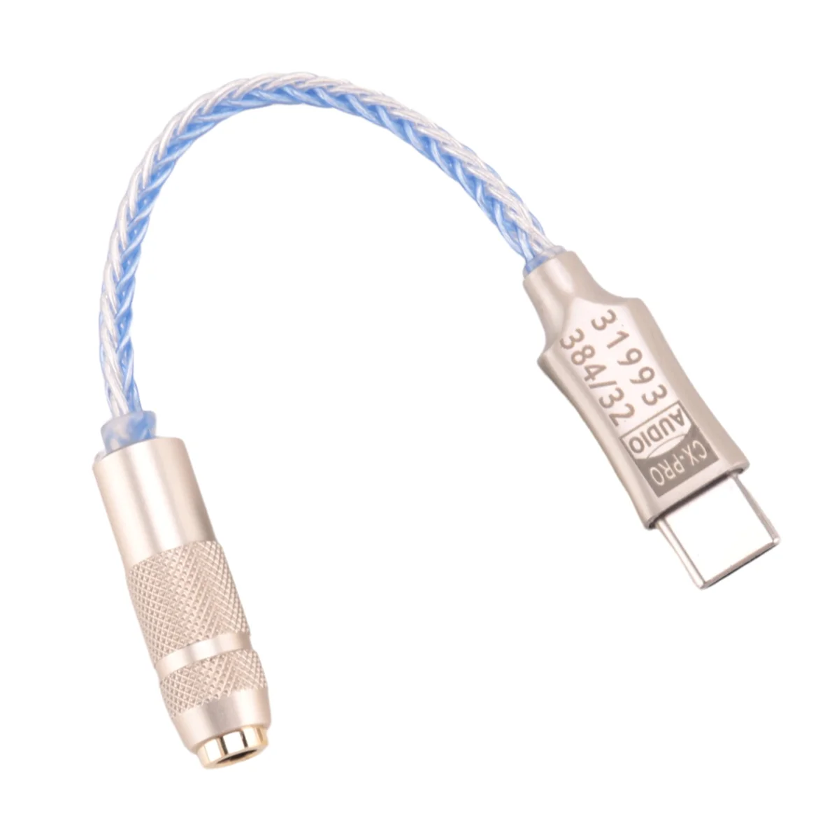 CX31993 Wzmacniacz słuchawkowy USB typu C DAC niebieski z wyjściem 3,5 mm SNR128DB PCM 32B/384KHz dla Android Windows10 Połączenia telefoniczne