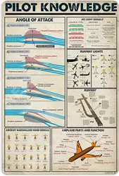 Pilot Knowledge Metal Signs Poster, Vintage Decorations Wall Art Decor 16x12 Inches