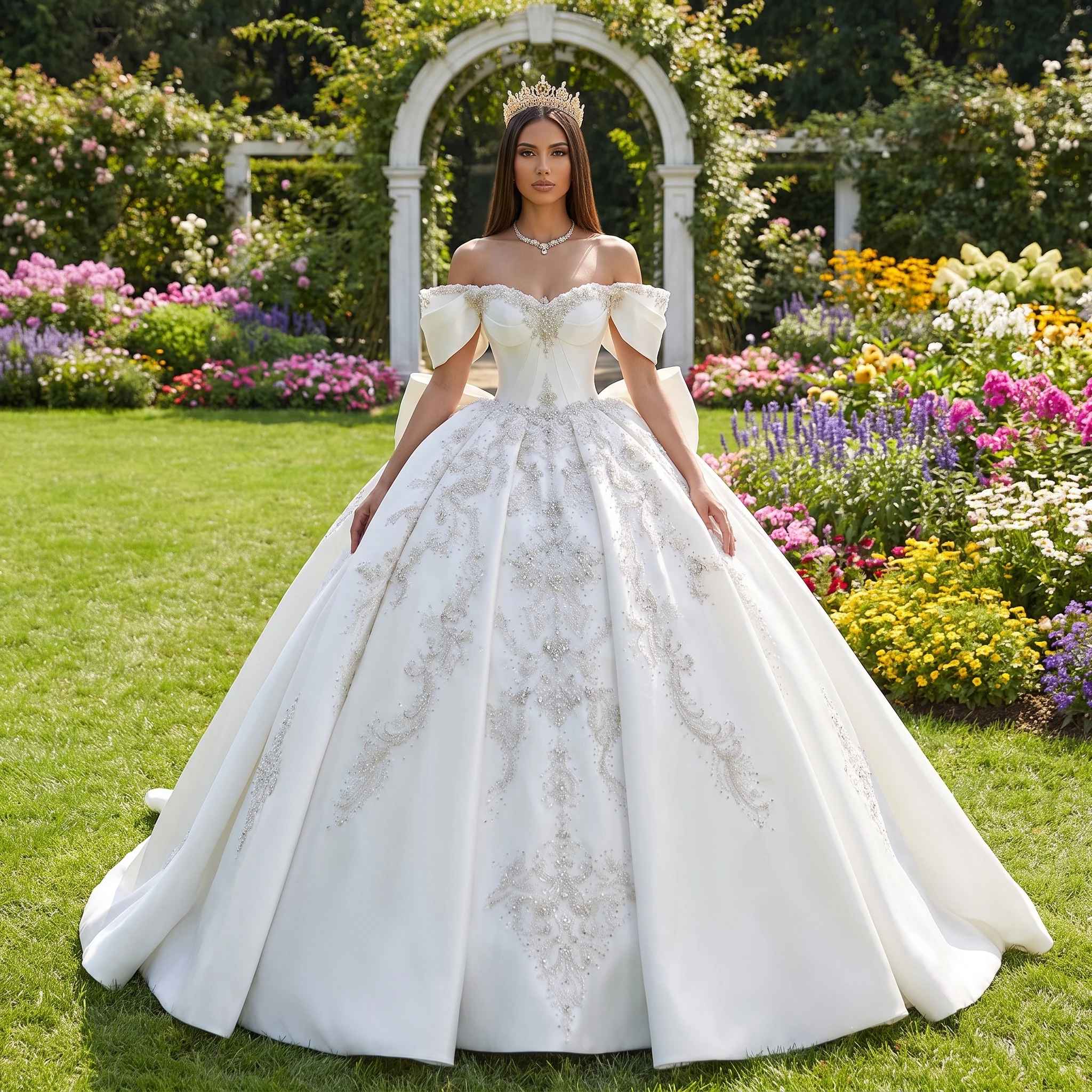 Customized Gorgeous Strapless Ball Gown Satin Wedding Dress Vintage Customized Women Bridal Gowns Vestido de novia Lace Up Back