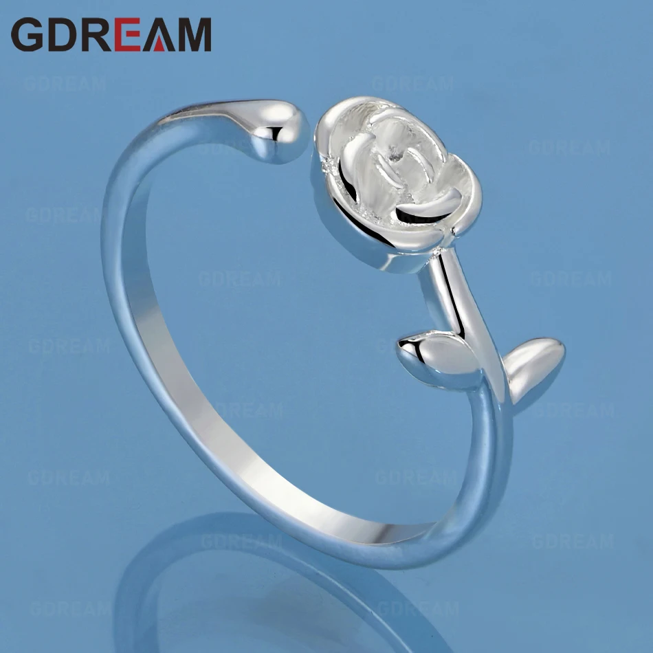 

GDREAM 925 Sterling Silver Rose Opening Ring - Everyday Accessory For Women, Simple And Elegant Jewelry