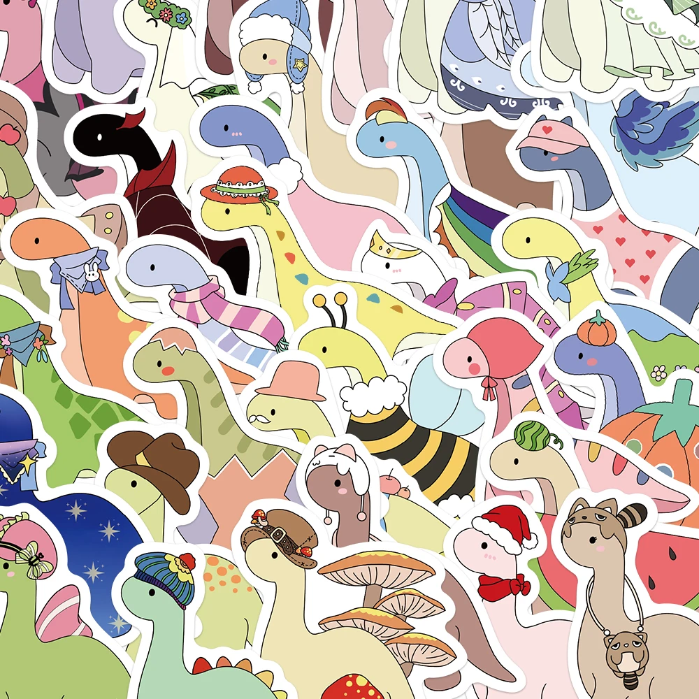 

50PCS GUTBD Colorful Dinosaur Stickers Cute Graffiti Decals For Clipboard Laptop Luggage Refrigerator Cartoon Decorate Stickers