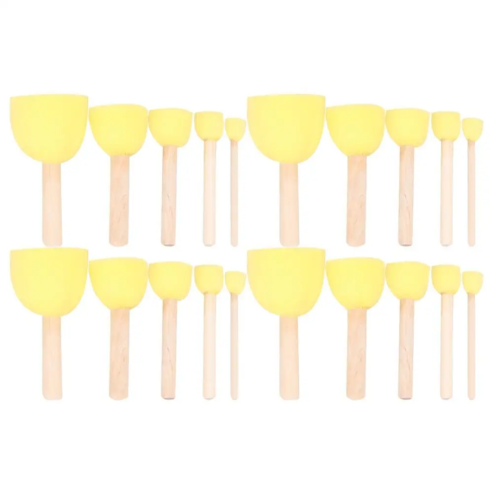 

20pcs Sponge Painting Brush Wooden Handle Drawing Tools for Kids DIY Crafts Graffiti Supplies Lightweight Safe Portable