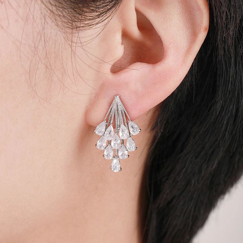 Fashion Korean Elegant Cubic Zirconia Clip on Earrings Without Pierced for Women Temperament Personality Ear Clips Party Jewelry