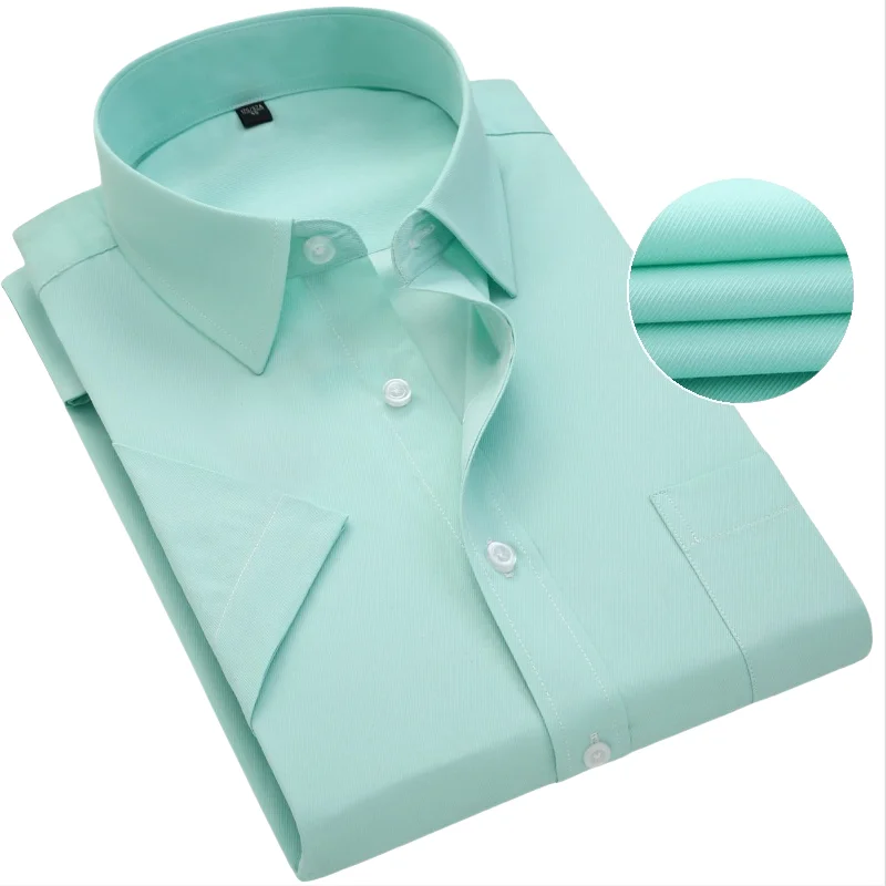 

5XL 6XL 7XL large size Twill / Pure Color Thin Half Sleeve White Shirt Men Short Sleeves Fit Formal Male Social Shirts