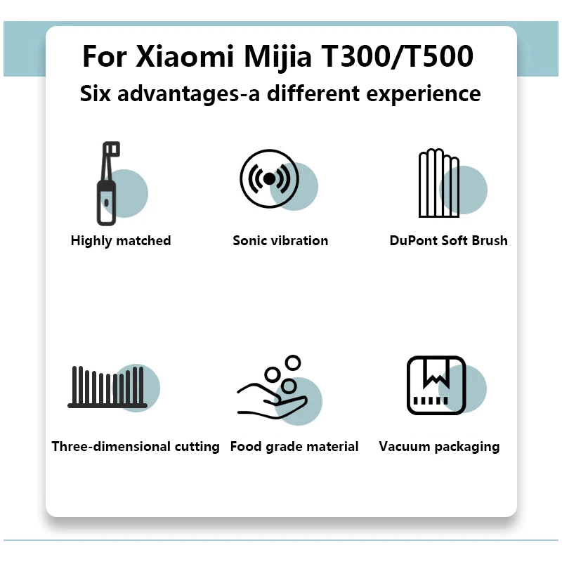 رؤوس فرشاة بديلة لـ Mijia ، فرشاة أسنان كهربائية صوتية ، فرشاة دوبونت فراغية ، شعيرات ناعمة ، فوهات مناسبة ، T300 ، 6 ، 208