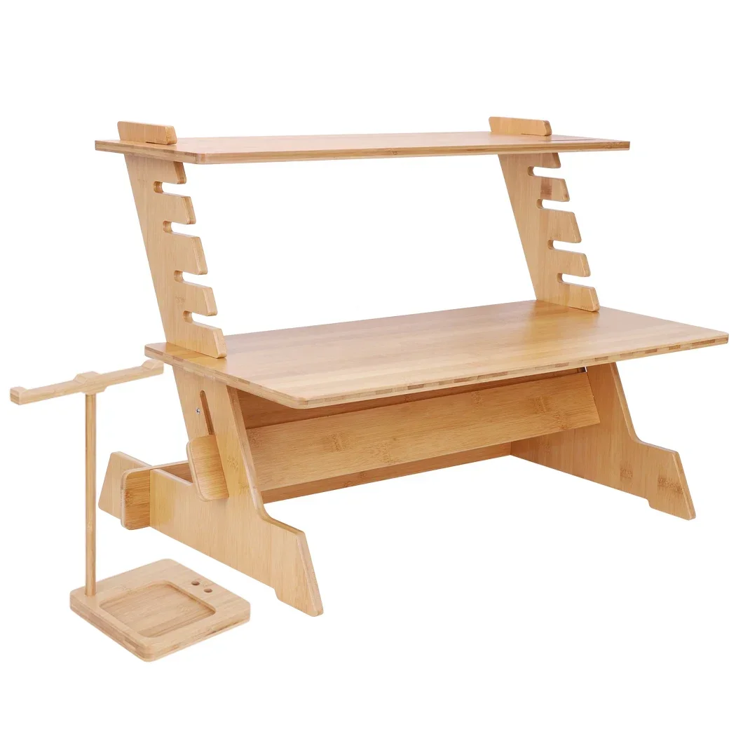 

Bamboo Standing Computer Desk Monitor Stand Riser Stand Steady Up Adjustable Height Desktop Laptop Workstation Converter