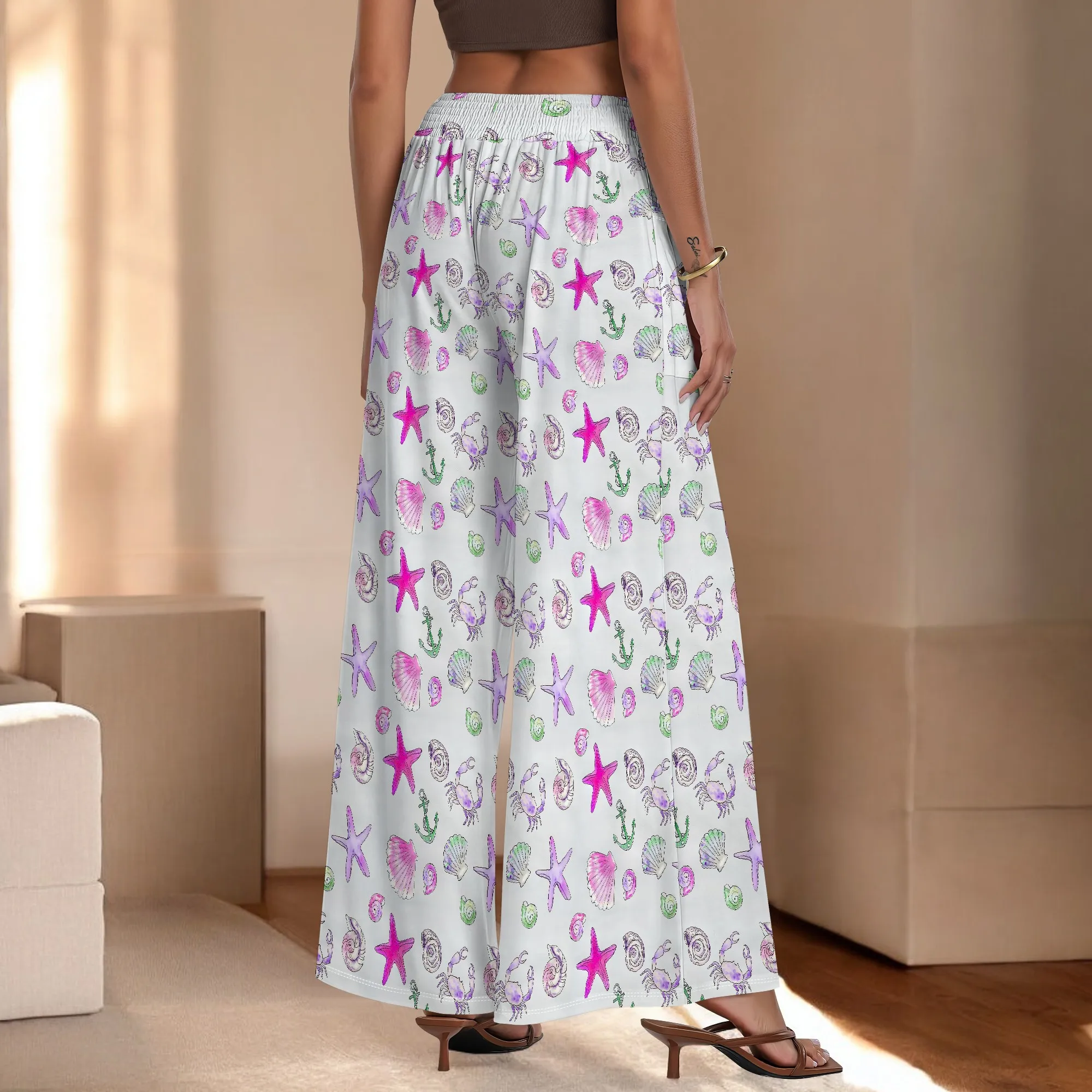 Women's Wide Leg Pants with Pockets All Seasons Casual Comfort Beach Pattern for Beach Outdoor Vacation