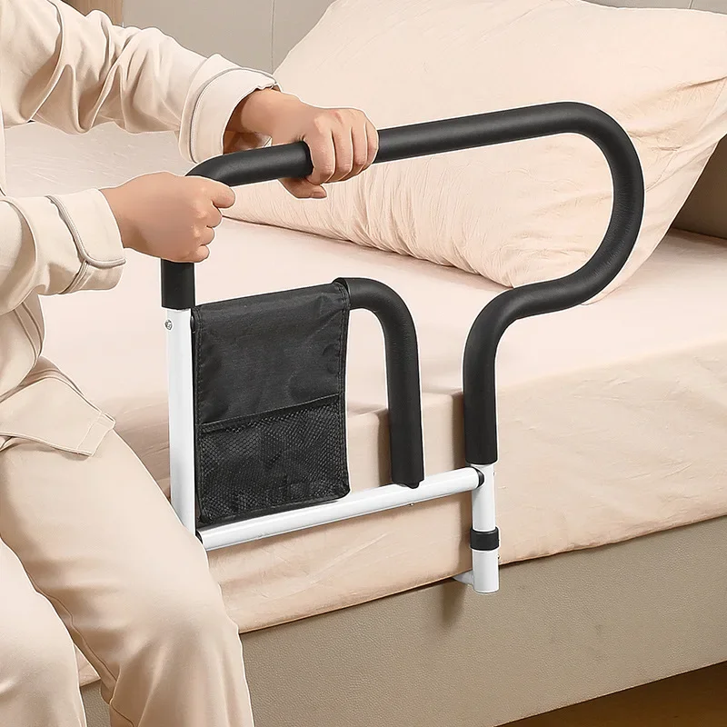 Bedside Rail for Elderly Bedside Handrai Aid Carbon Steel Bed Fall Prevention Guard Bed Wake Up Assist Frame Elderly Bed Railing