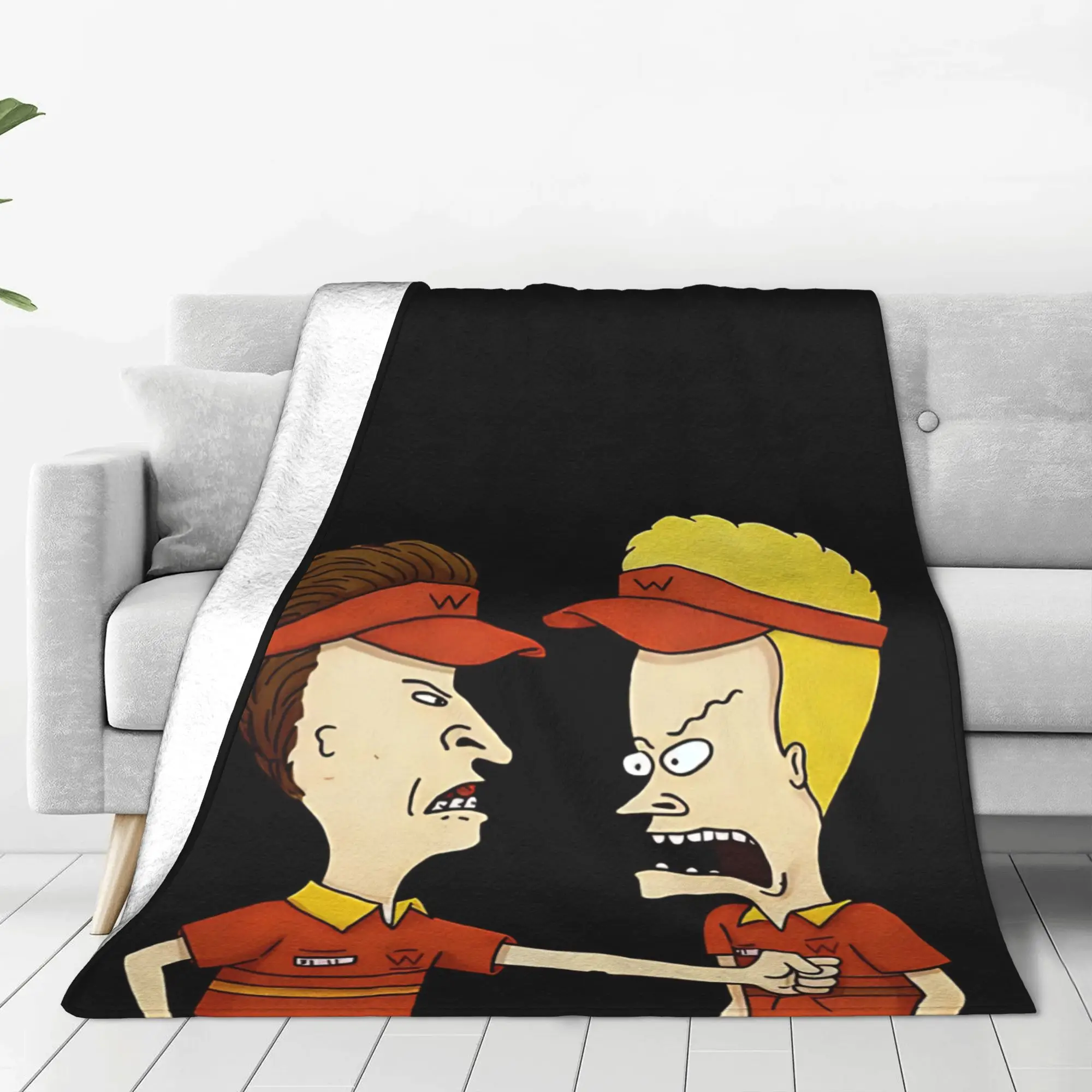 1PC Home Cutecore Nostalgic 90s Beavis and Butt Head Blanket Super Cosy Plush Home Living Room Sofa Halloween