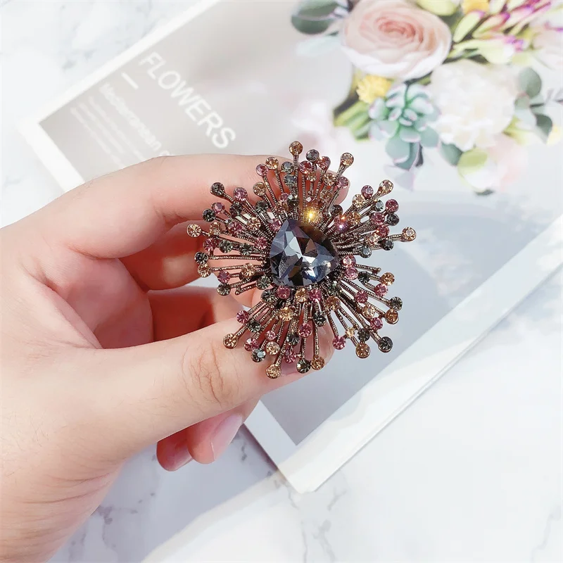 Exaggerated Vintage Crystal Rhinestones Big Brooch Clothing Accessories Big Brooch Pin Clothing Accessories