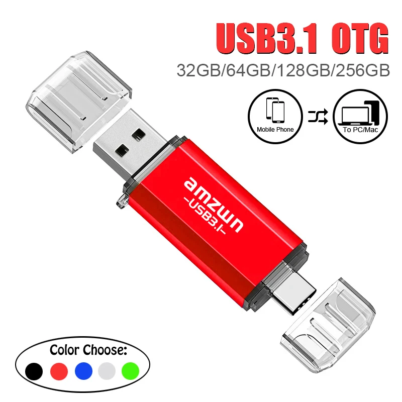 OTG 2-IN-1 TYPE-C USB Flash Drive USB3.1 Memory USB Pen Drive 128GB 64GB 32GB Pendrive Flash Drive for Smartphone Computer